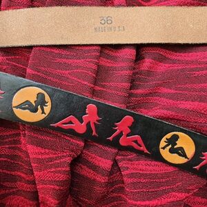 Handtooled Leather Belt MUDFLAP GIRL Sz L 36